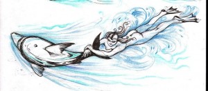 Дельфин, рисунок Александра Окуня